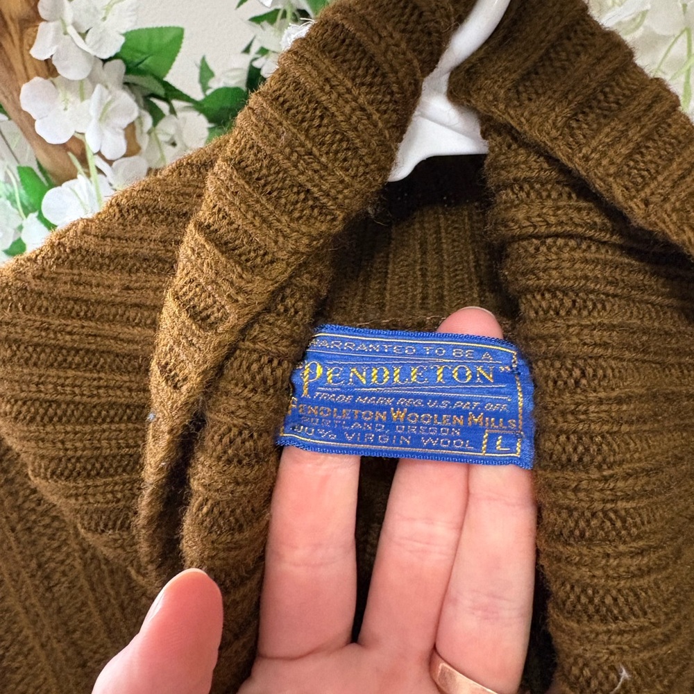 Pendleton Olive Brownish Cable Knit Turtleneck Sw… - image 4